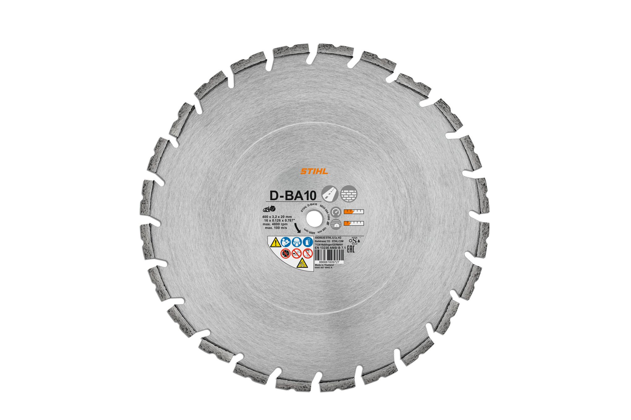 Diamant-Trennscheibe, Beton/Asphalt, D-BA10, Ø 400mm/16"